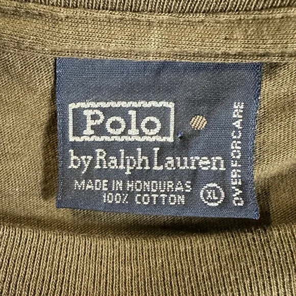 Polo Ralph Lauren Mens Pocket T-Shirt XL Brown Cotton Crewneck Long Sleeve Tee